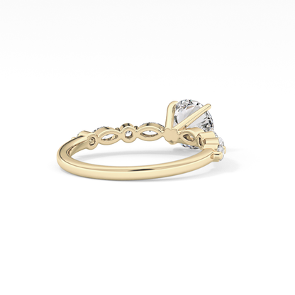 Round Pave Lab Grown Diamond Engagement Ring