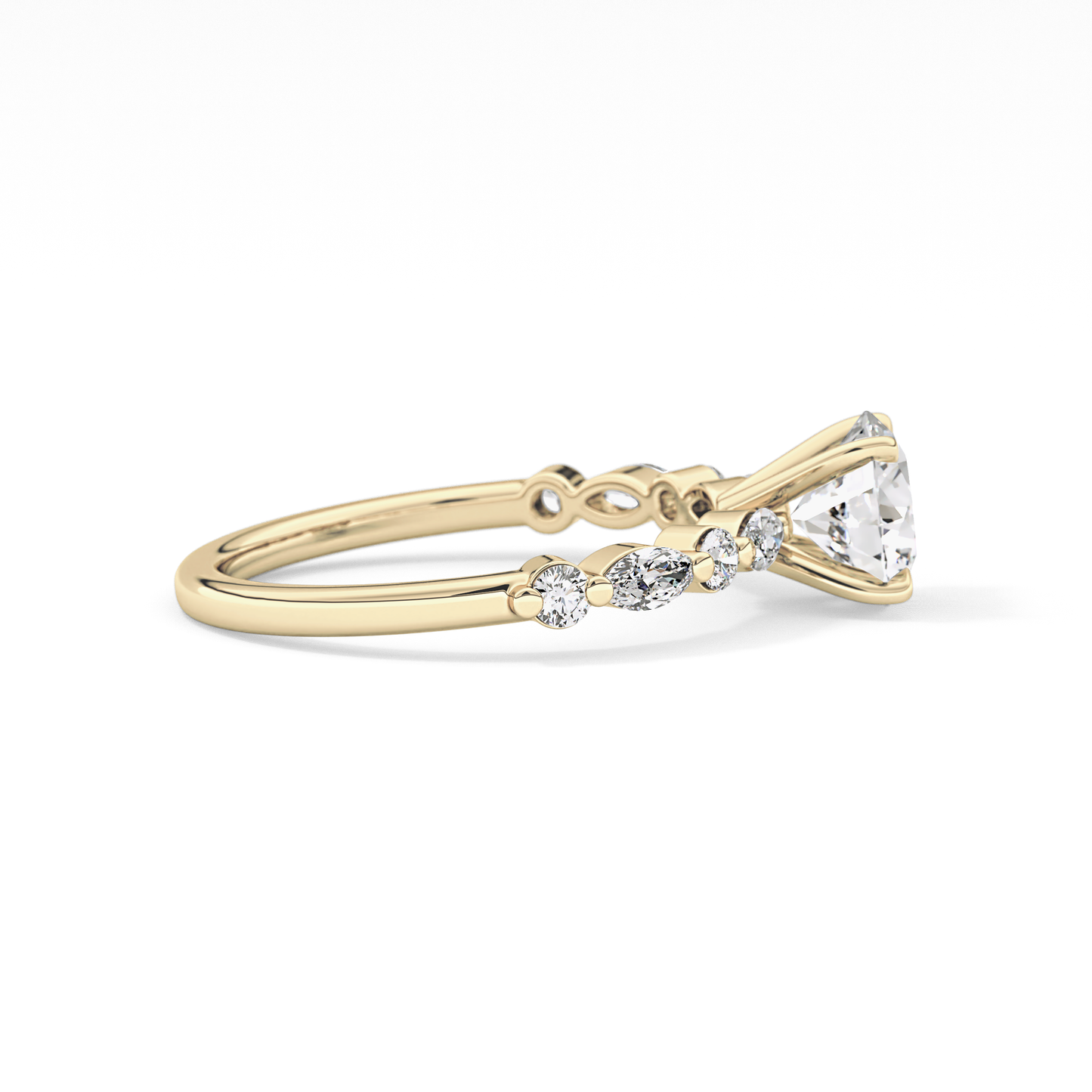 Round Pave Lab Grown Diamond Engagement Ring