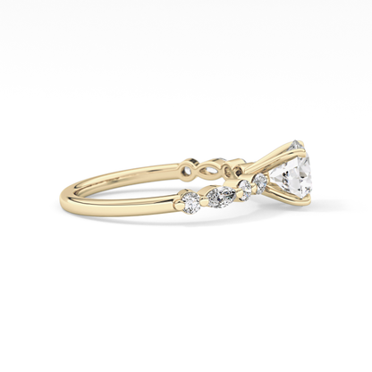 Round Pave Lab Grown Diamond Engagement Ring