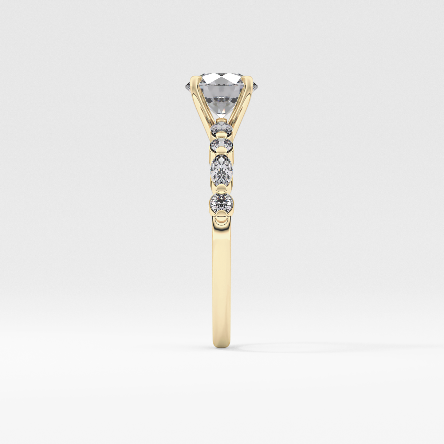 Round Pave Lab Grown Diamond Engagement Ring