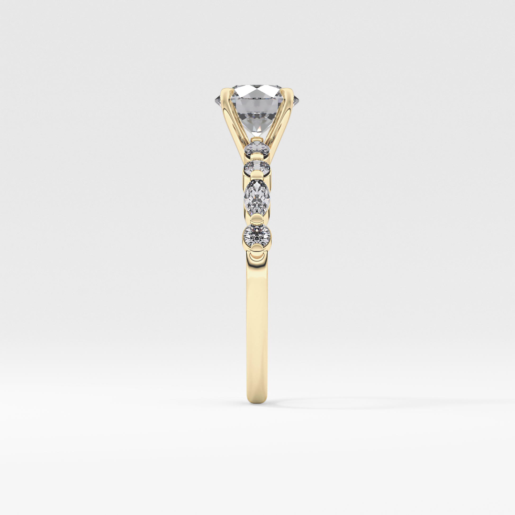 Round Pave Lab Grown Diamond Engagement Ring
