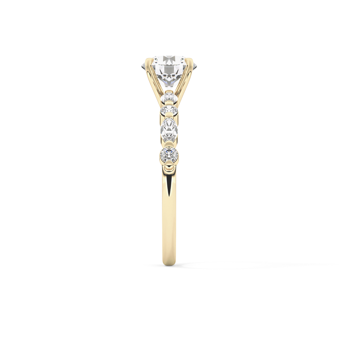 Round Pave Lab Grown Diamond Engagement Ring