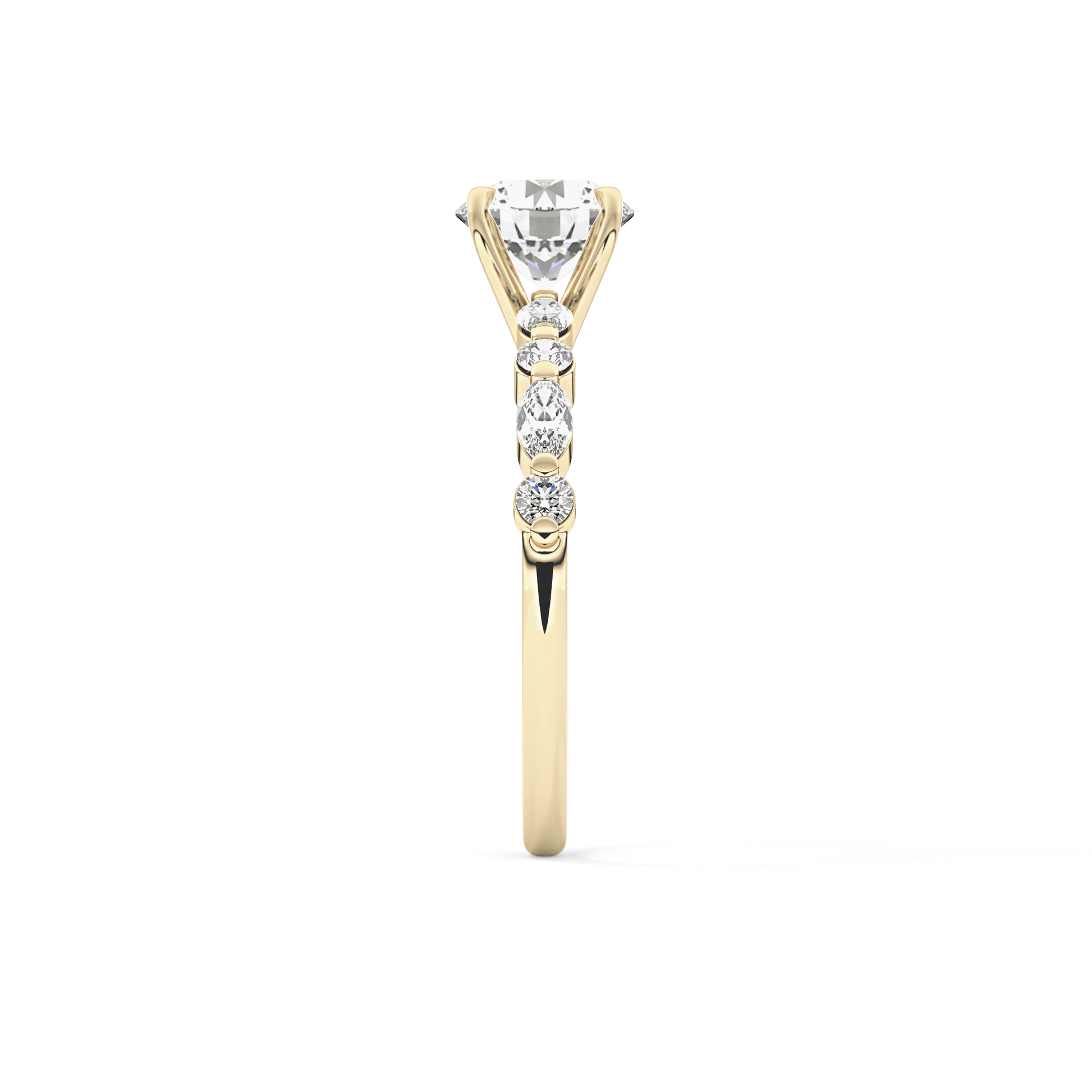 Round Pave Lab Grown Diamond Engagement Ring