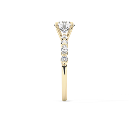 Round Pave Lab Grown Diamond Engagement Ring
