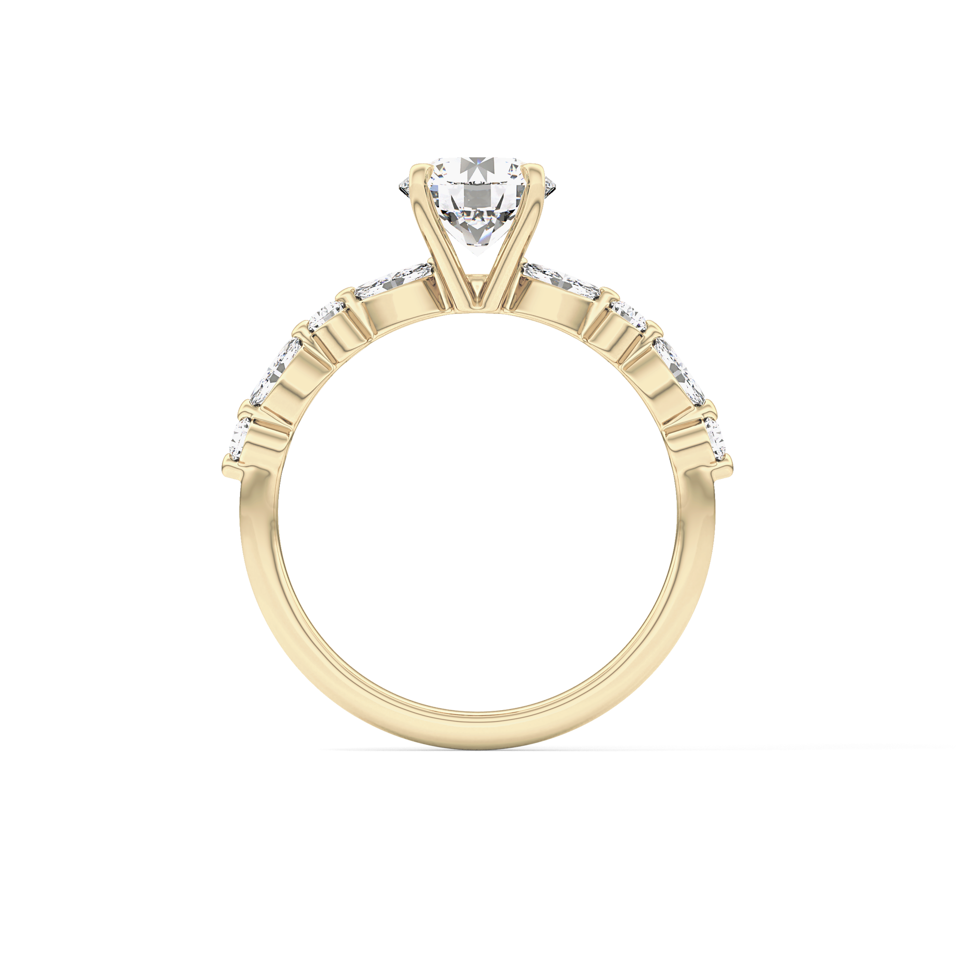 Round Pave Lab Grown Diamond Engagement Ring