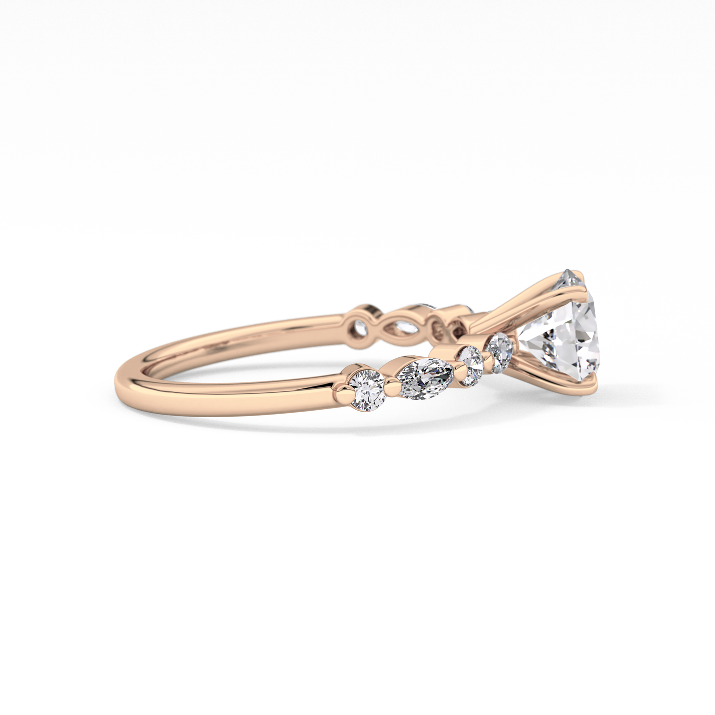 Round Pave Lab Grown Diamond Engagement Ring