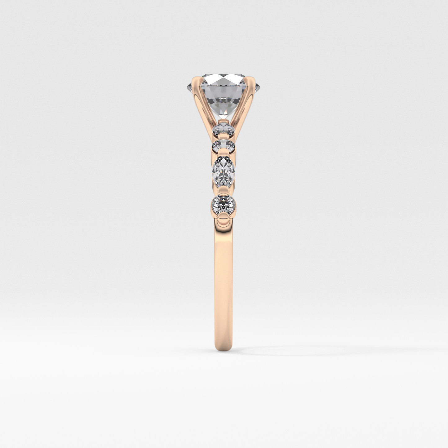 Round Pave Lab Grown Diamond Engagement Ring