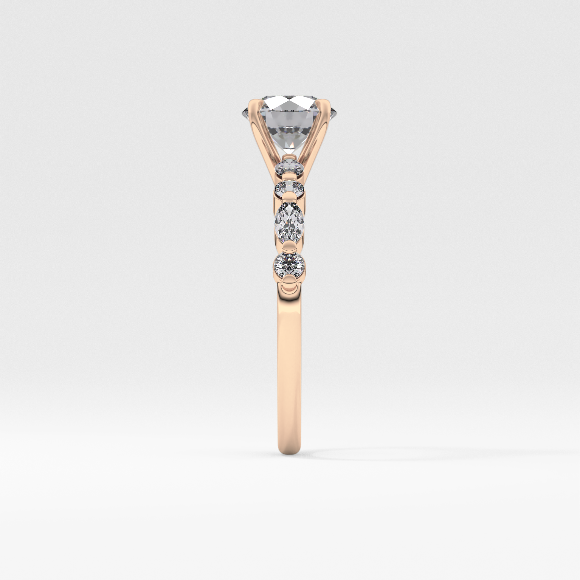 Round Pave Lab Grown Diamond Engagement Ring