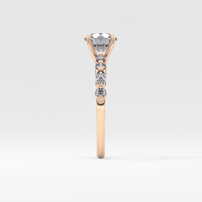 Round Pave Lab Grown Diamond Engagement Ring