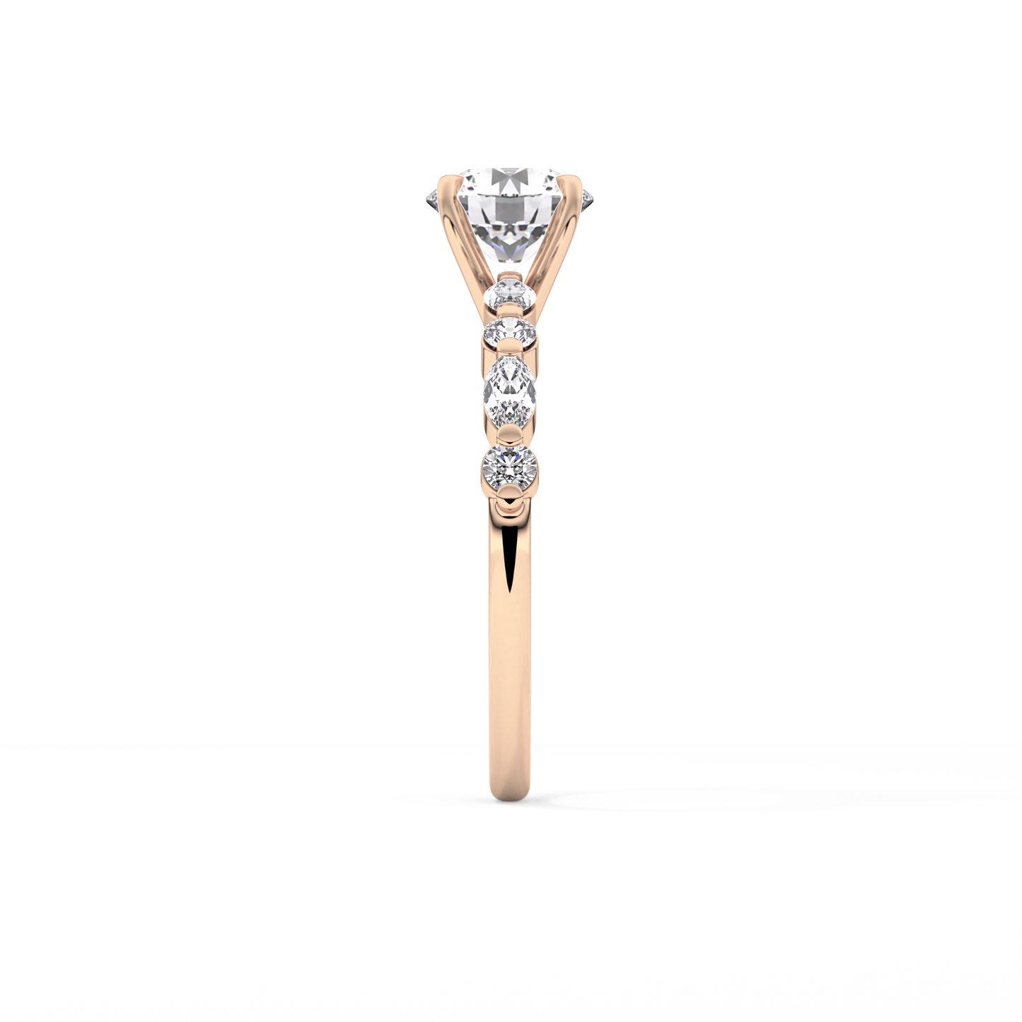 Round Pave Lab Grown Diamond Engagement Ring