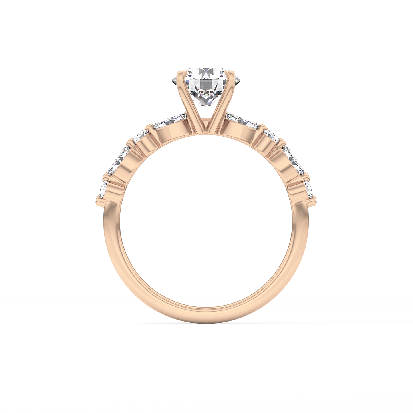Round Pave Lab Grown Diamond Engagement Ring