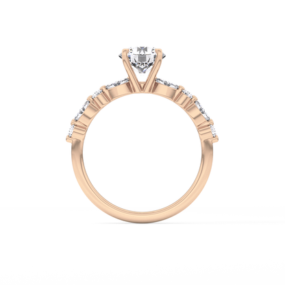Round Pave Lab Grown Diamond Engagement Ring