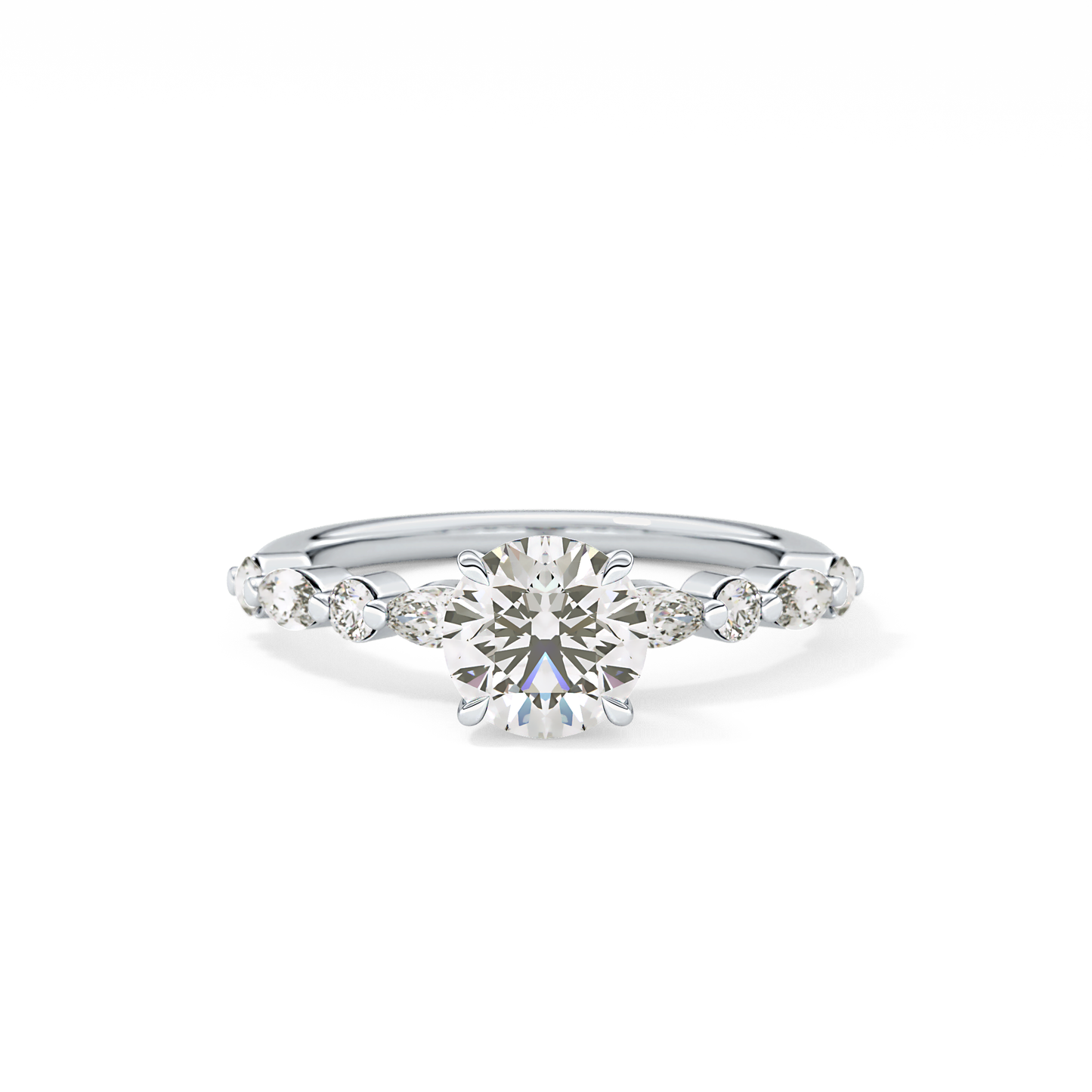 Round Pave Lab Grown Diamond Engagement Ring