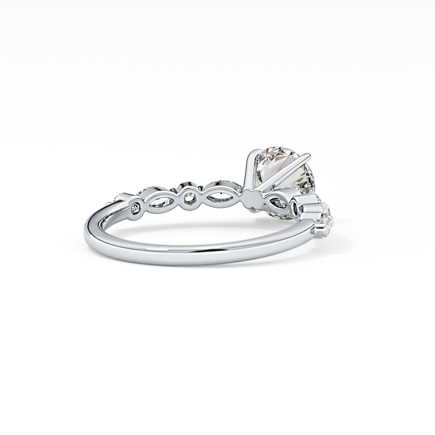 Round Pave Lab Grown Diamond Engagement Ring