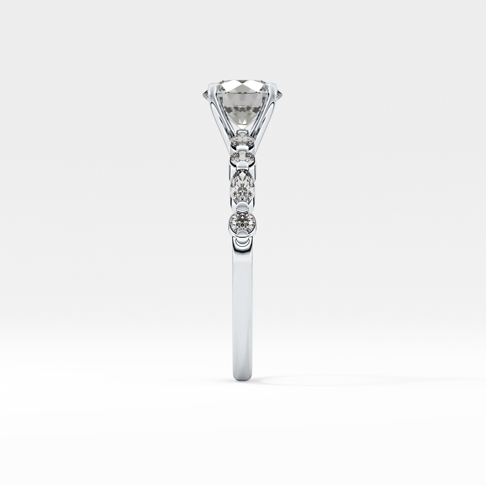 Round Pave Lab Grown Diamond Engagement Ring