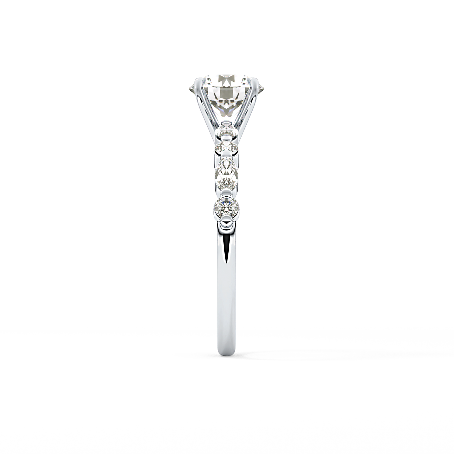 Round Pave Lab Grown Diamond Engagement Ring