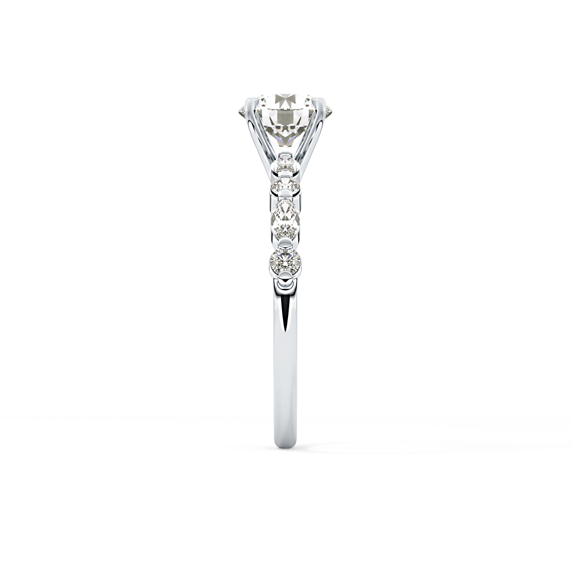 Round Pave Lab Grown Diamond Engagement Ring