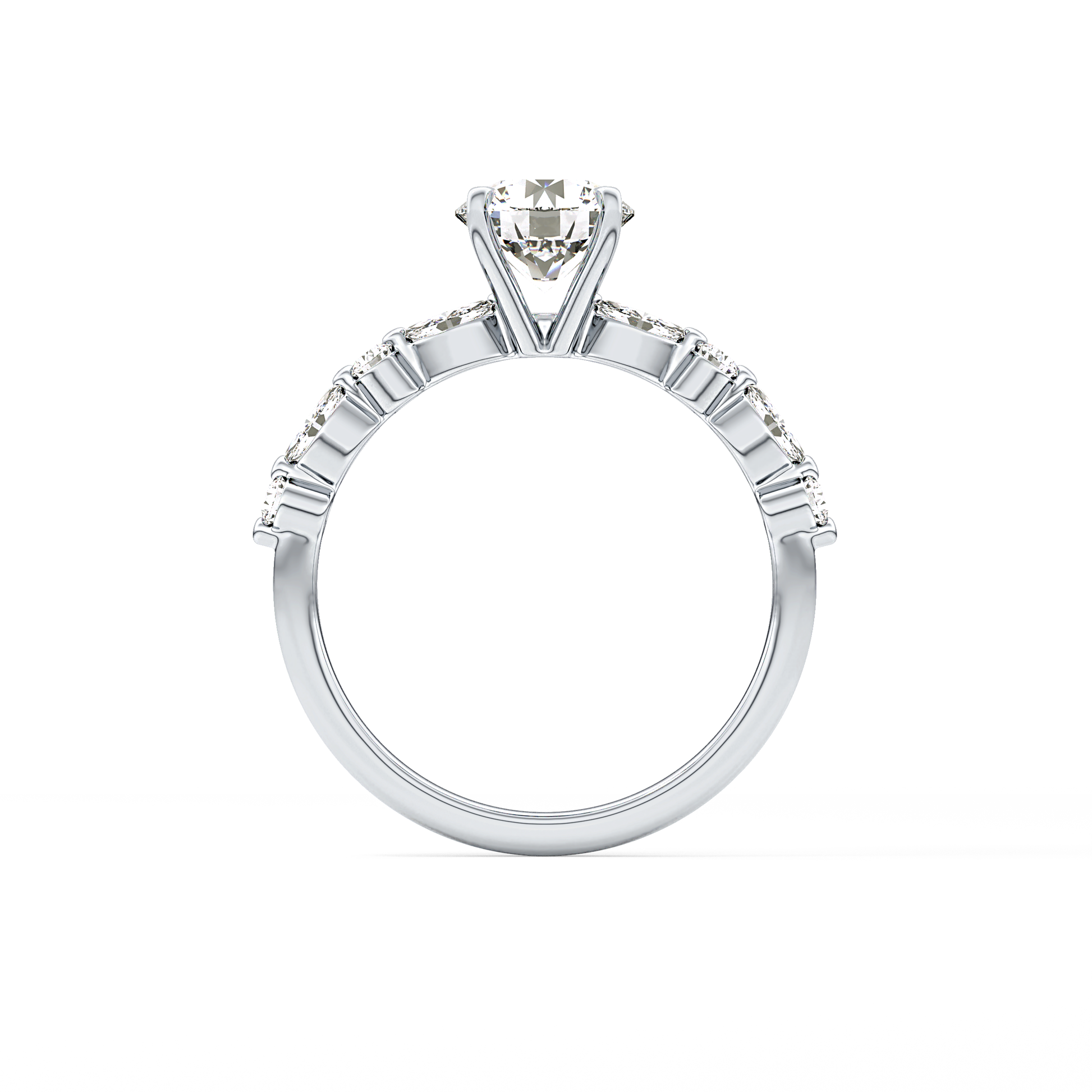 Round Pave Lab Grown Diamond Engagement Ring