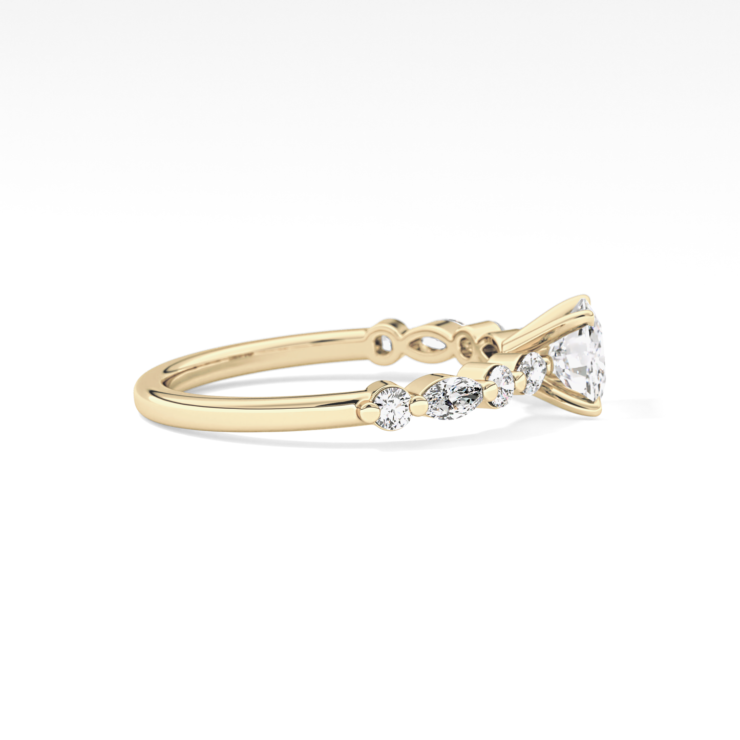 Cushion Pave Lab Grown Diamond Engagement Ring