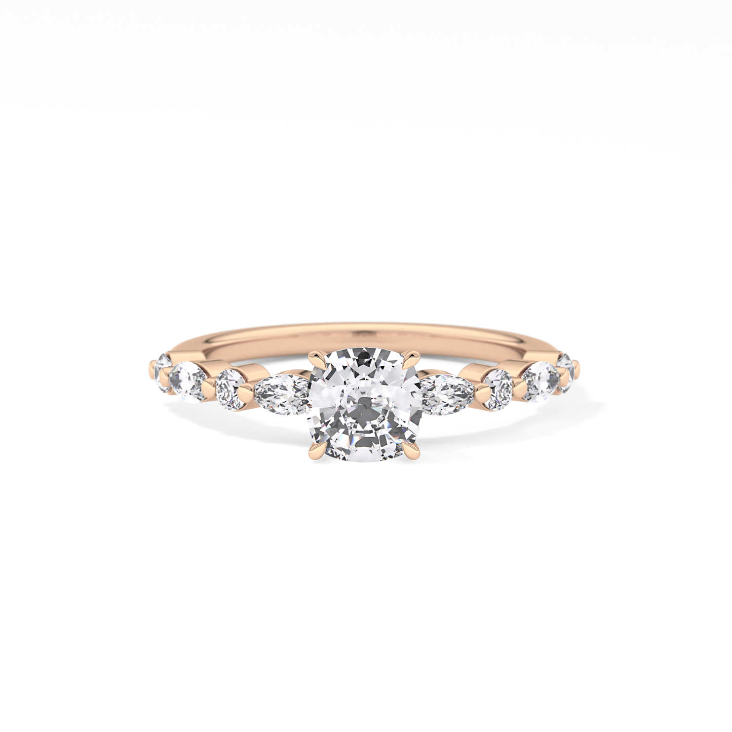 Cushion Pave Lab Grown Diamond Engagement Ring