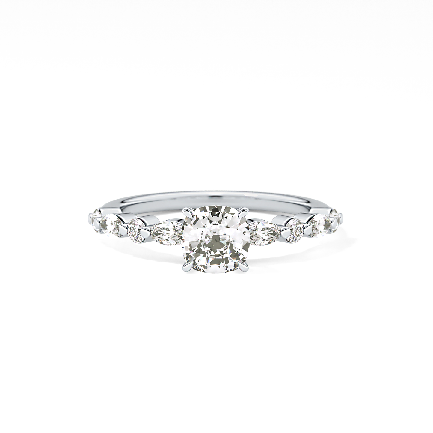 Cushion Pave Lab Grown Diamond Engagement Ring