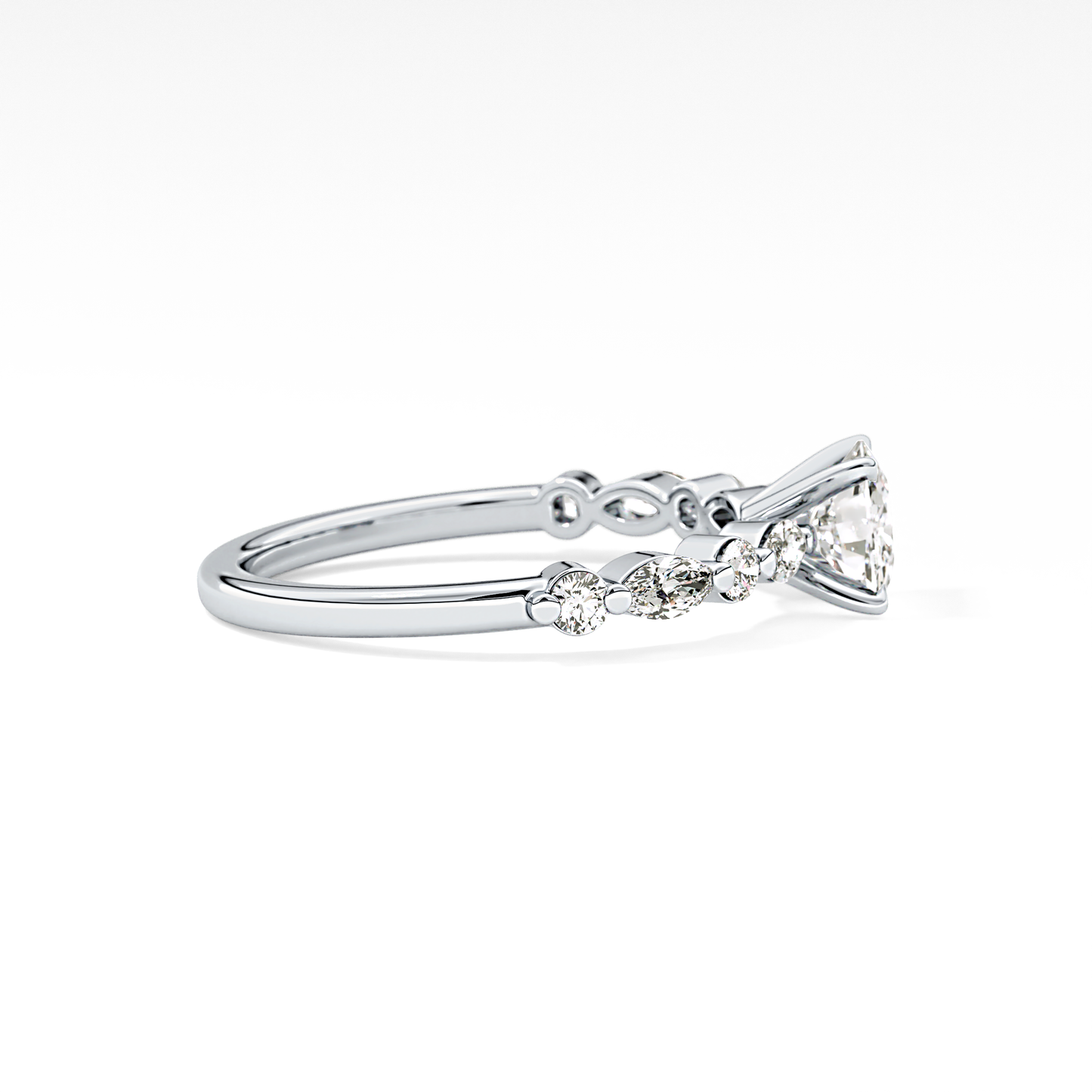 Cushion Pave Lab Grown Diamond Engagement Ring