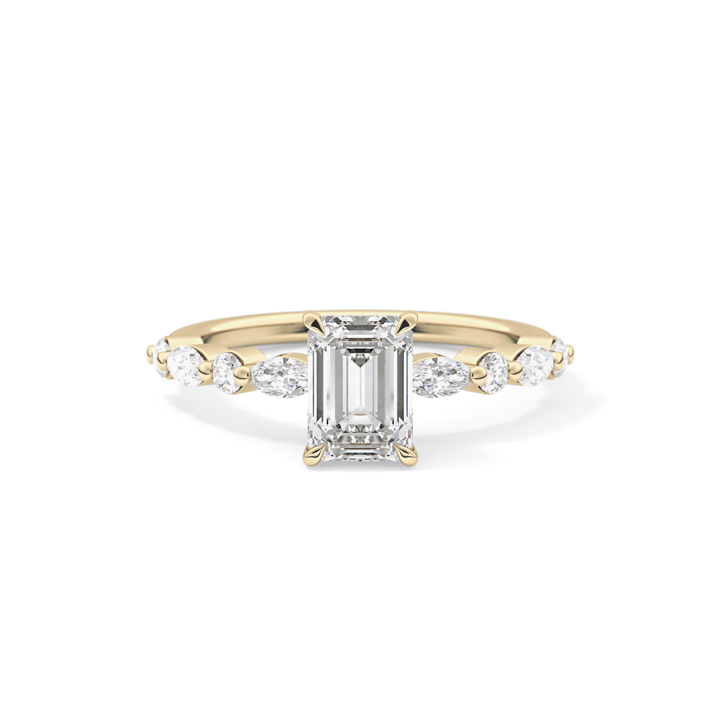 Emerald Pave Lab Grown Diamond Engagement Ring