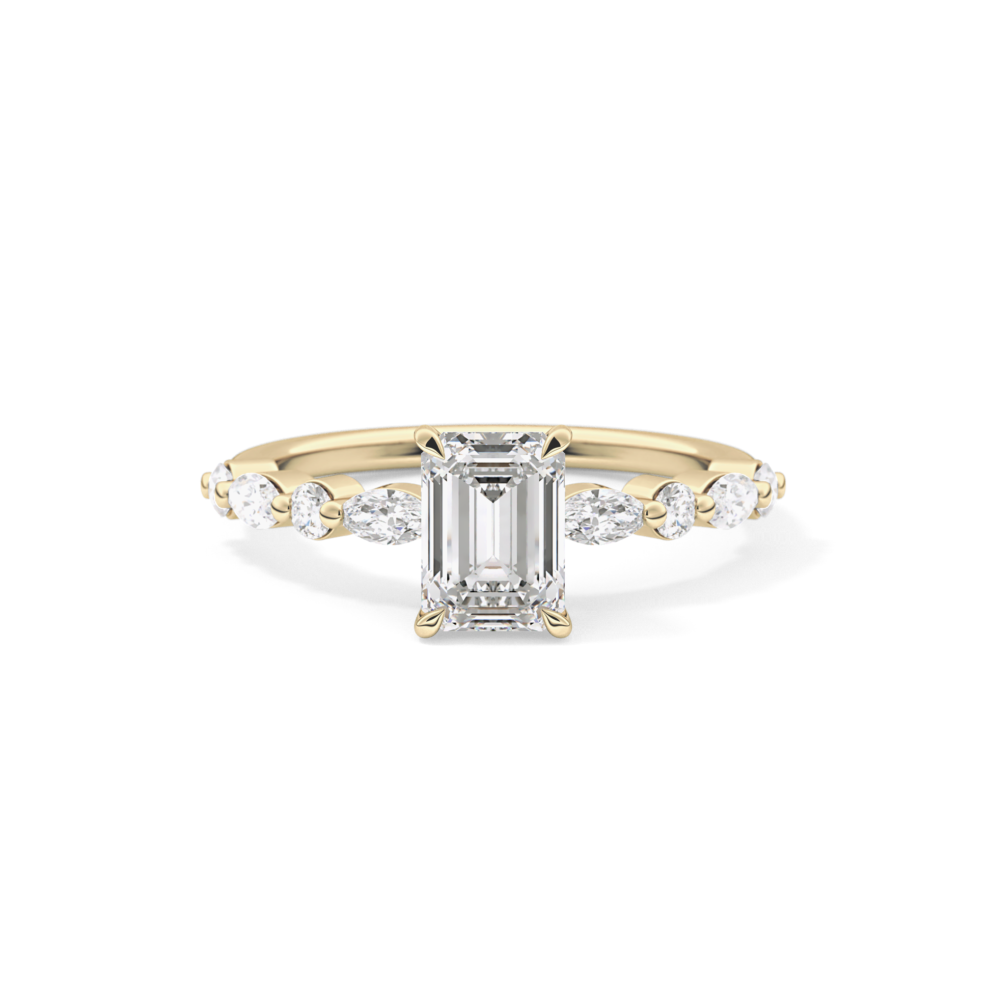 Emerald Pave Lab Grown Diamond Engagement Ring