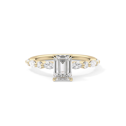 Emerald Pave Lab Grown Diamond Engagement Ring