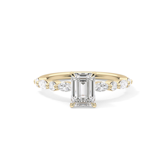Emerald Pave Lab Grown Diamond Engagement Ring