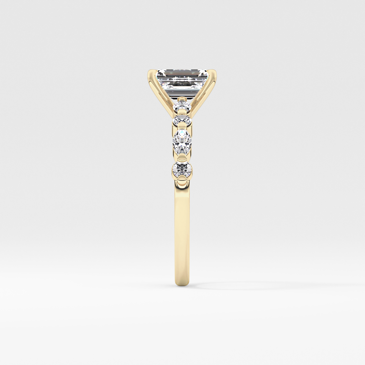 Emerald Pave Lab Grown Diamond Engagement Ring
