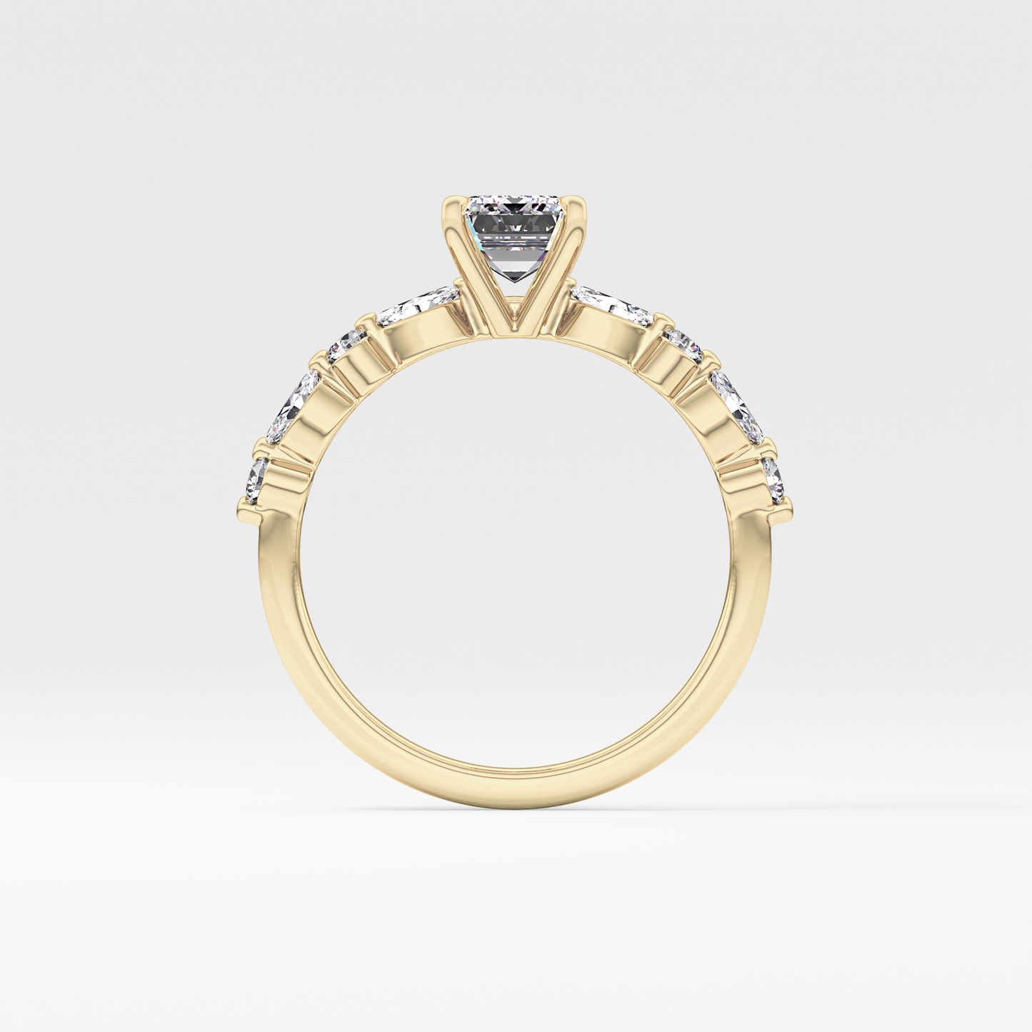 Emerald Pave Lab Grown Diamond Engagement Ring