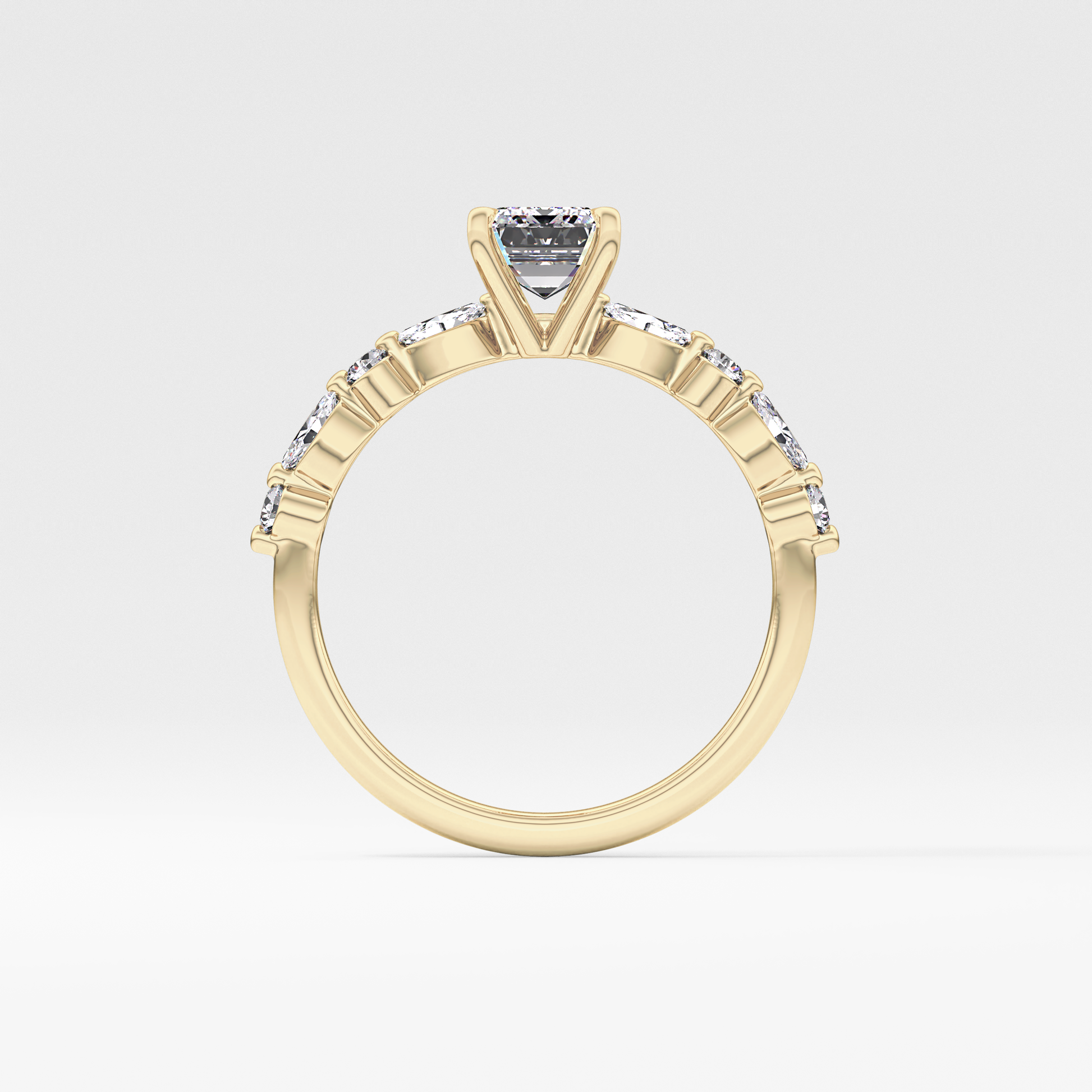 Emerald Pave Lab Grown Diamond Engagement Ring