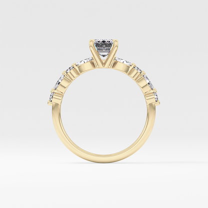 Emerald Pave Lab Grown Diamond Engagement Ring