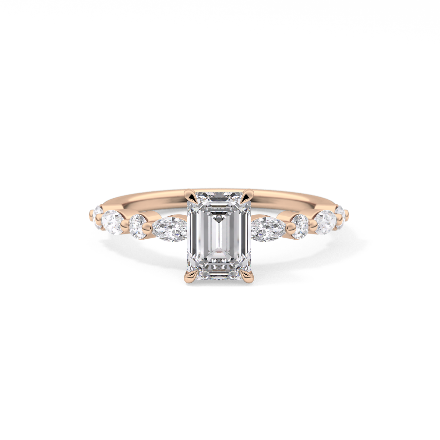 Emerald Pave Lab Grown Diamond Engagement Ring