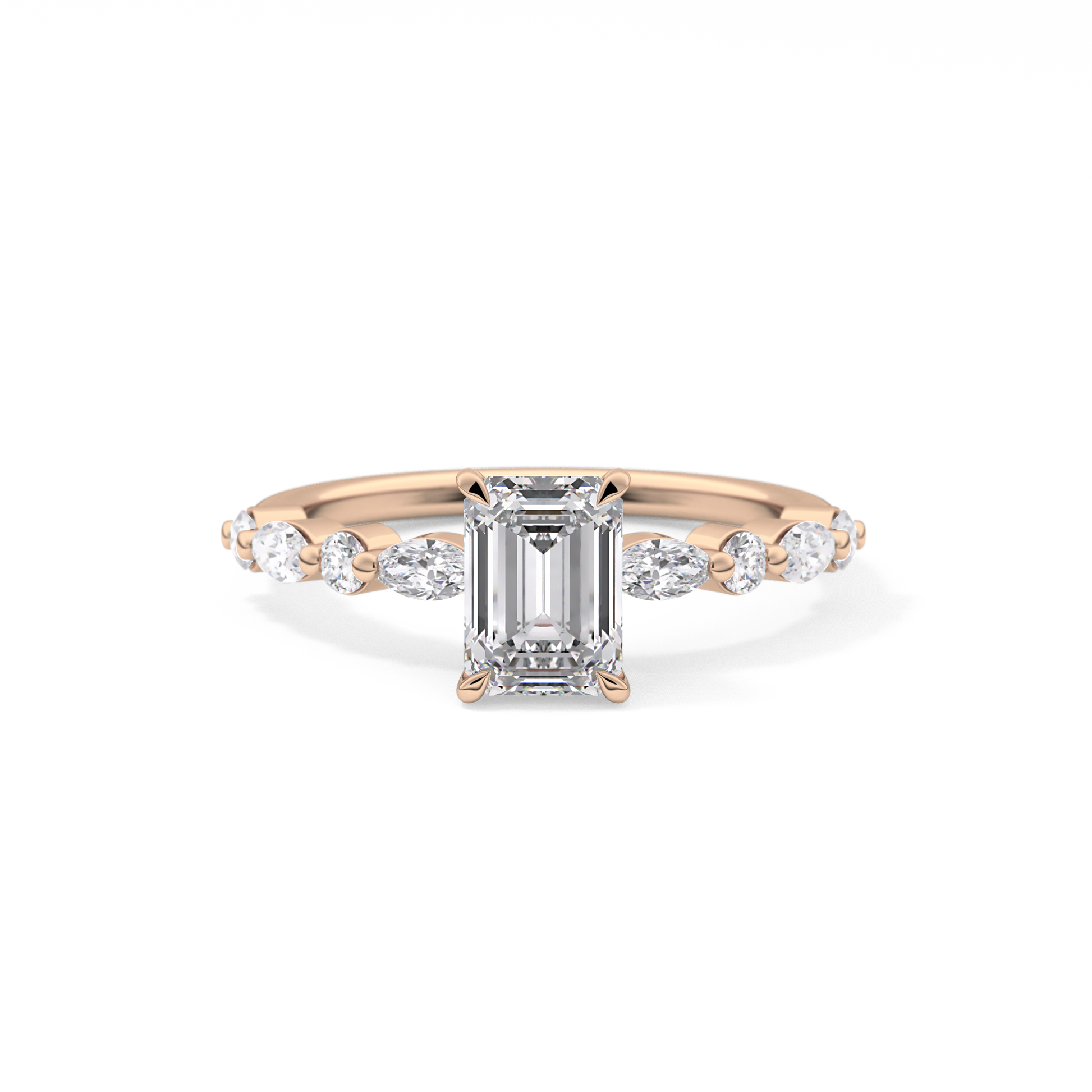 Emerald Pave Lab Grown Diamond Engagement Ring