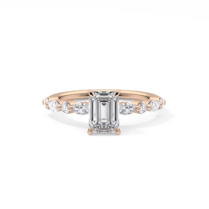 Emerald Pave Lab Grown Diamond Engagement Ring