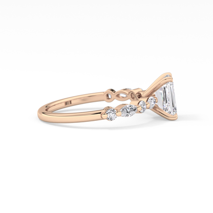 Emerald Pave Lab Grown Diamond Engagement Ring