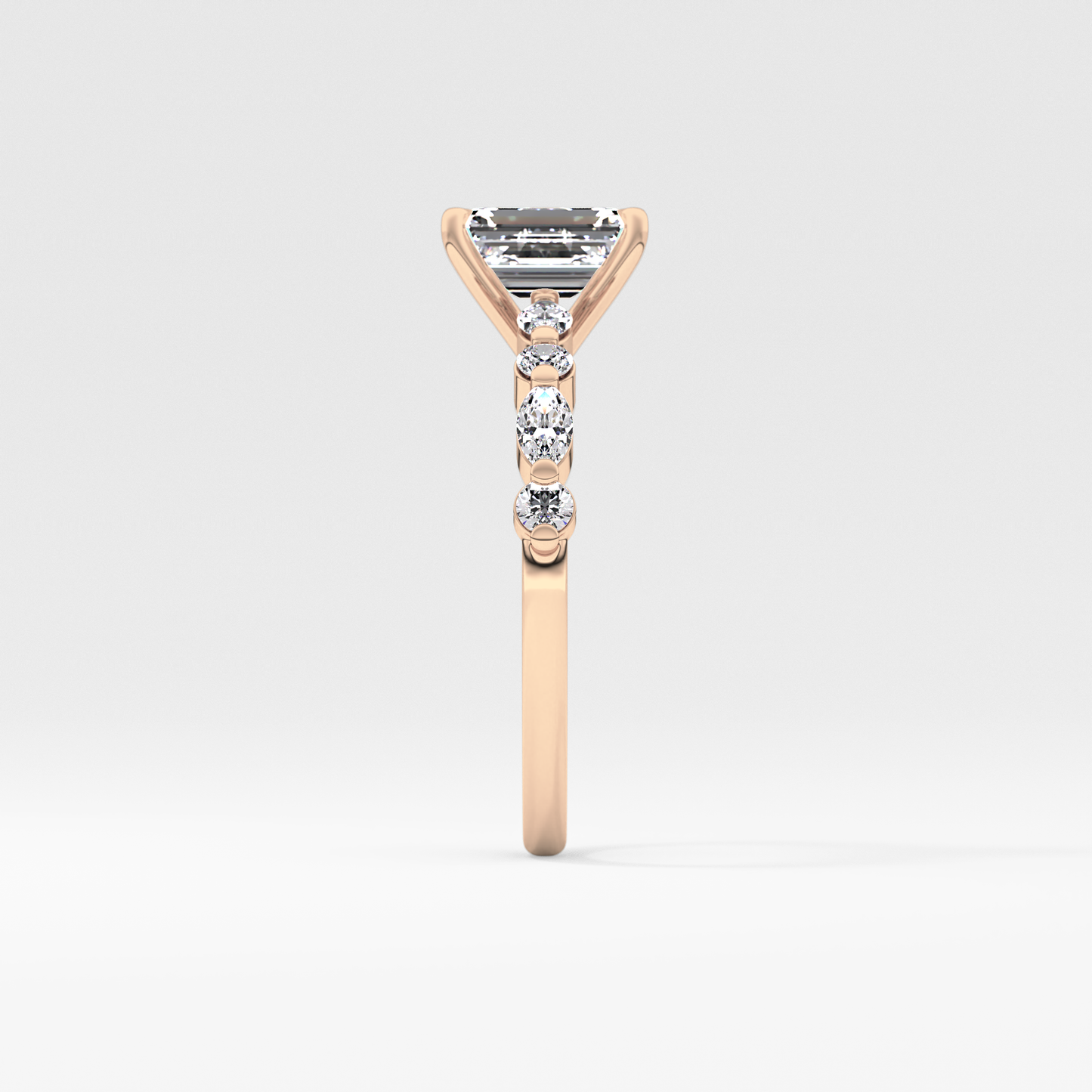 Emerald Pave Lab Grown Diamond Engagement Ring