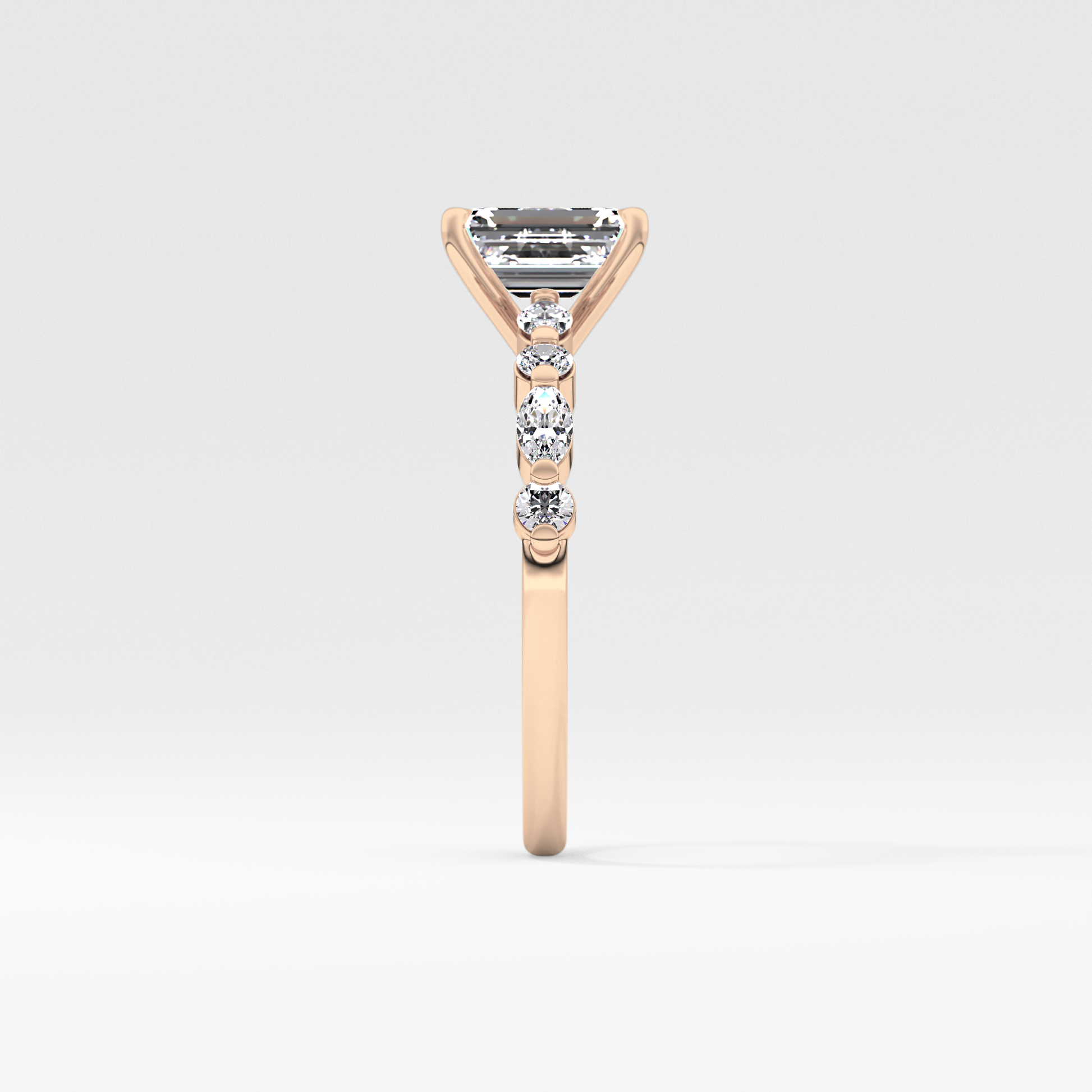 Emerald Pave Lab Grown Diamond Engagement Ring