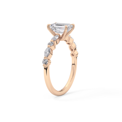 Emerald Pave Lab Grown Diamond Engagement Ring