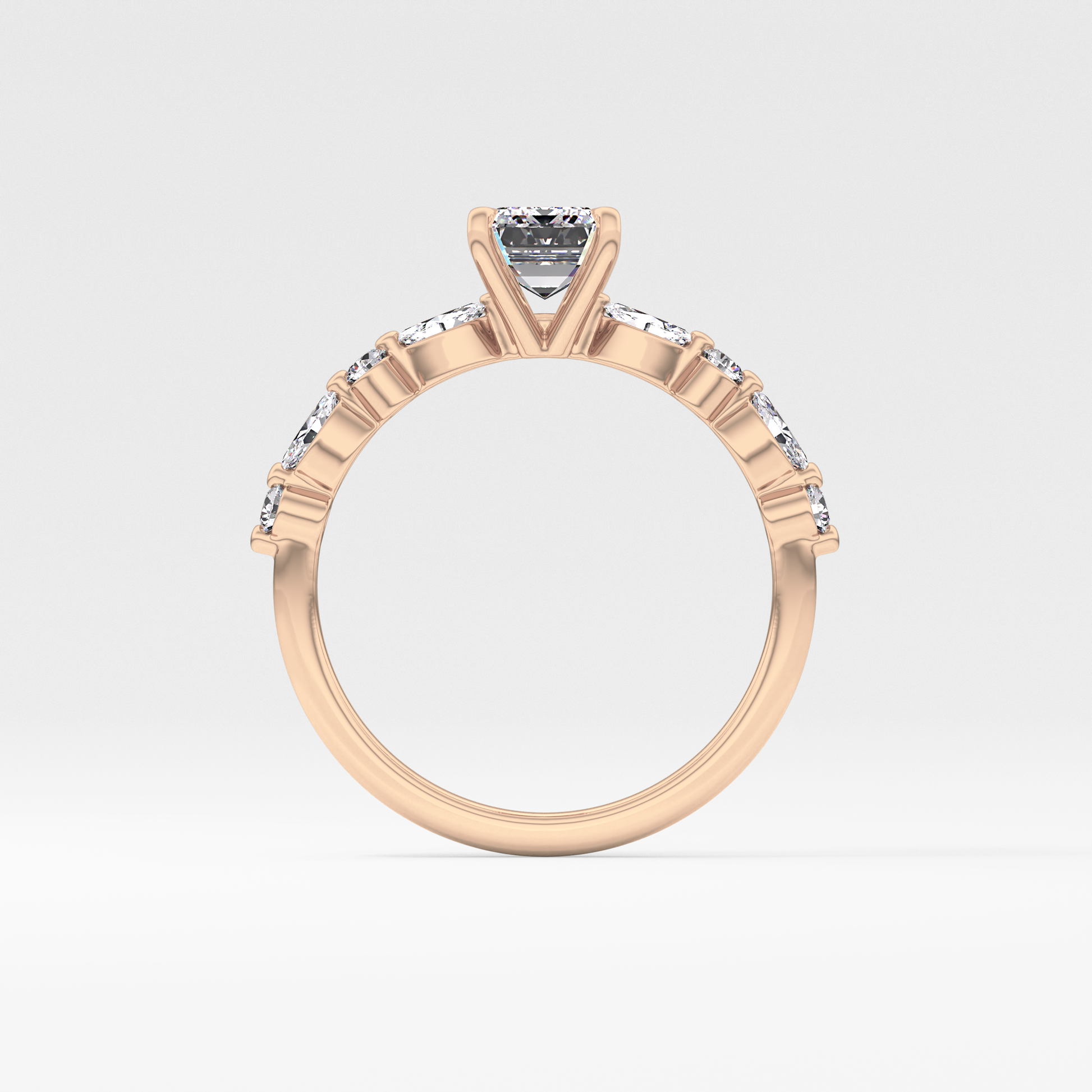 Emerald Pave Lab Grown Diamond Engagement Ring