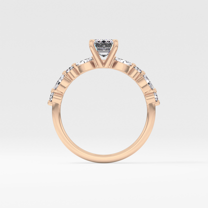 Emerald Pave Lab Grown Diamond Engagement Ring