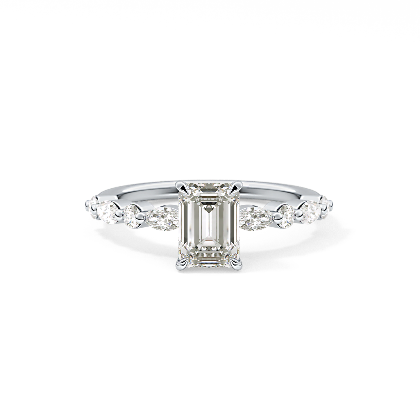 Emerald Pave Lab Grown Diamond Engagement Ring