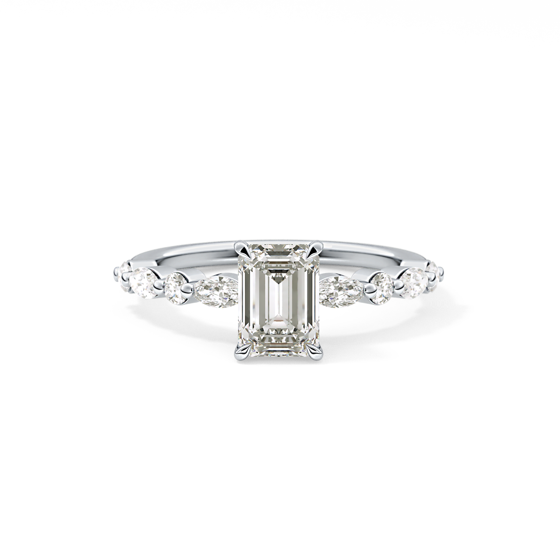 Emerald Pave Lab Grown Diamond Engagement Ring
