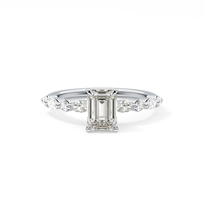 Emerald Pave Lab Grown Diamond Engagement Ring
