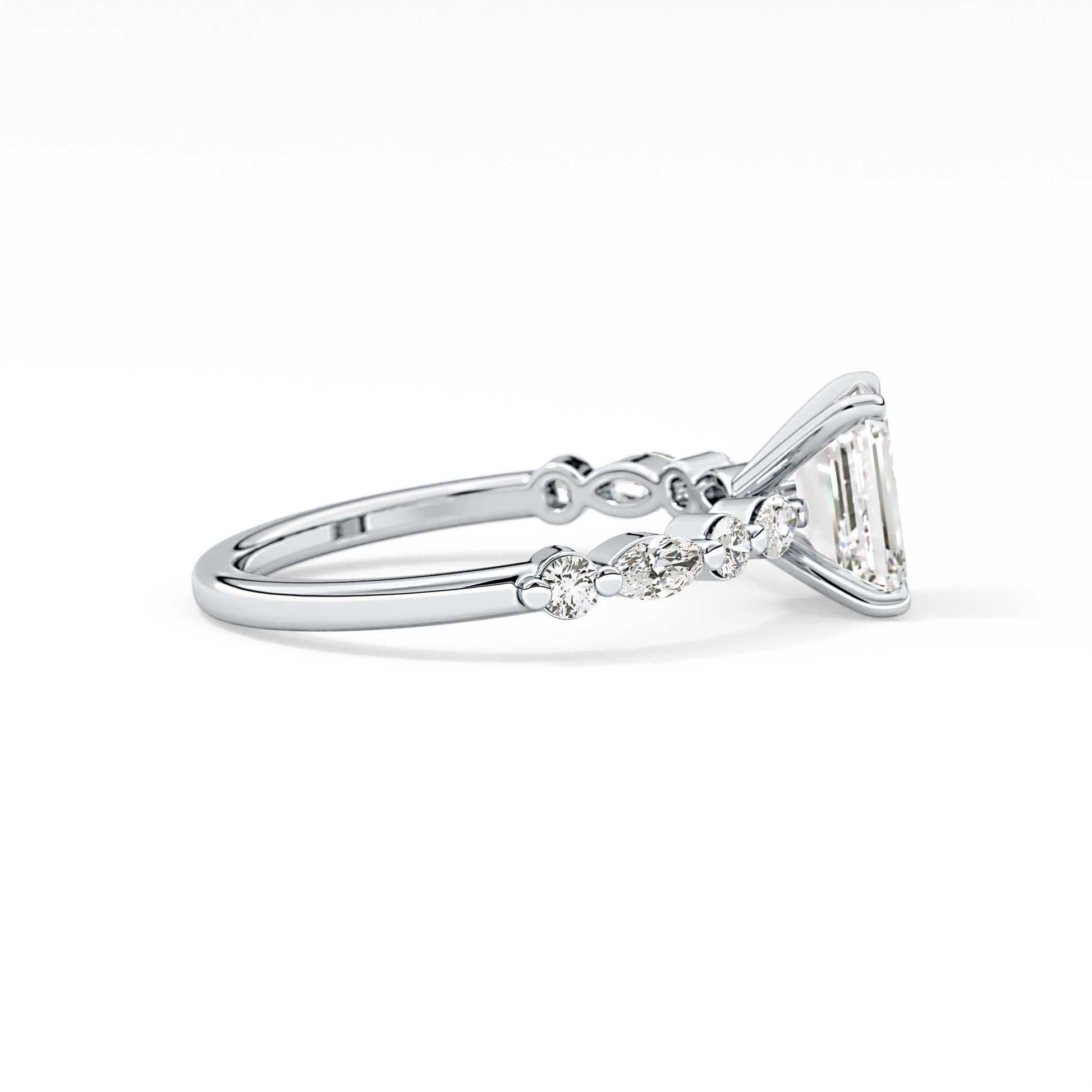 Emerald Pave Lab Grown Diamond Engagement Ring