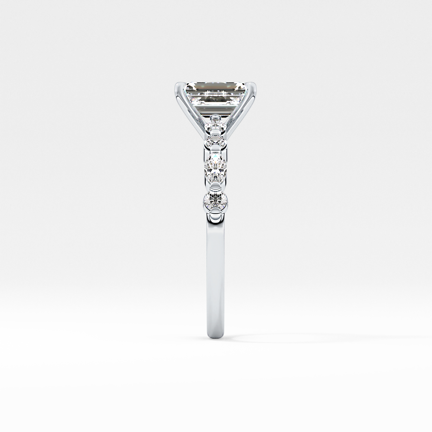 Emerald Pave Lab Grown Diamond Engagement Ring