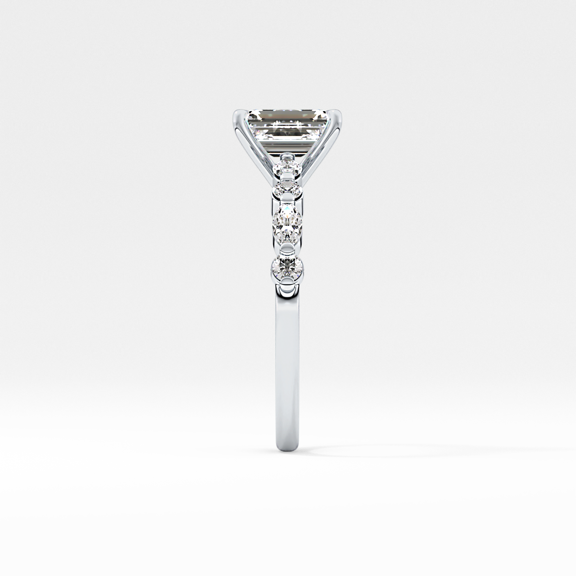 Emerald Pave Lab Grown Diamond Engagement Ring