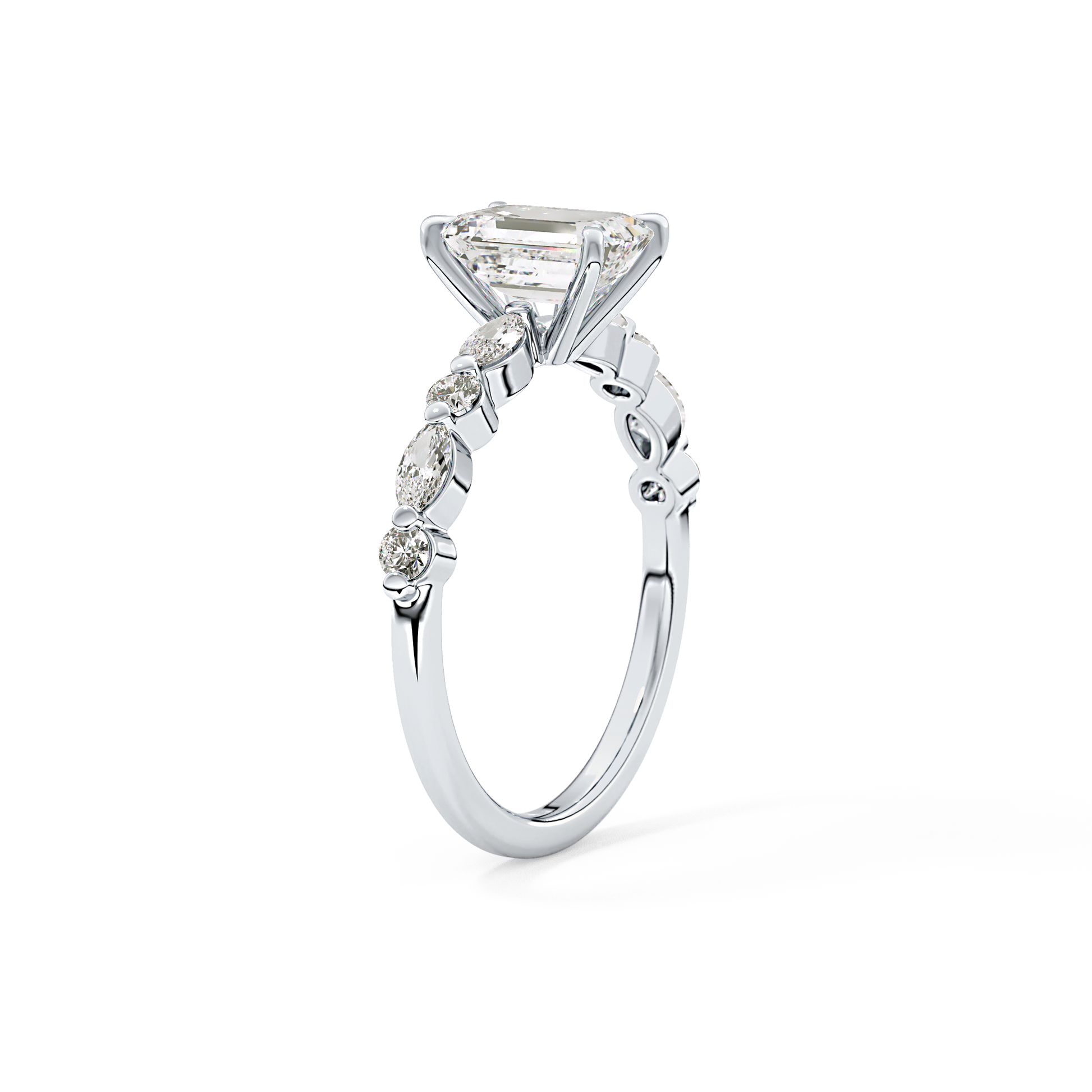 Emerald Pave Lab Grown Diamond Engagement Ring